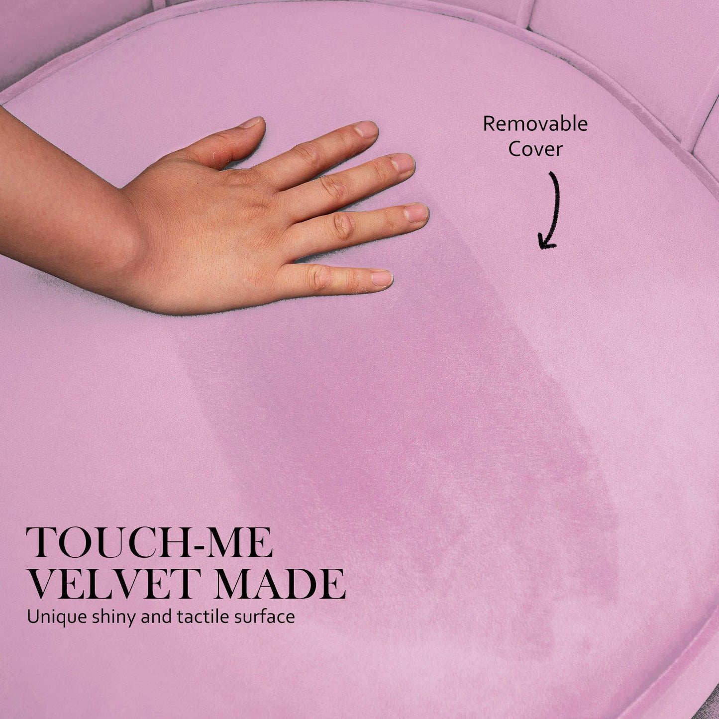 Armchair Lounge Chair Accent Velvet Shell Scallop + Round Ottoman Footstool PINK - Cosy Abode
