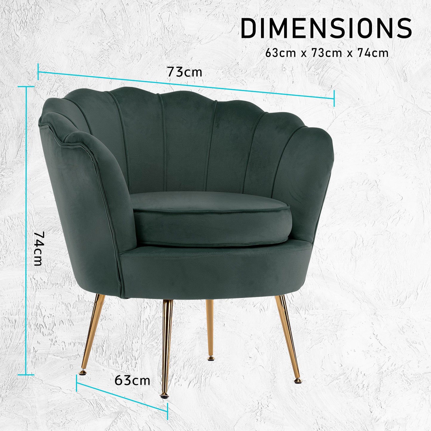 Armchair Padded Lounge Chair Accent Velvet Shell Scallop GREEN - Cosy Abode