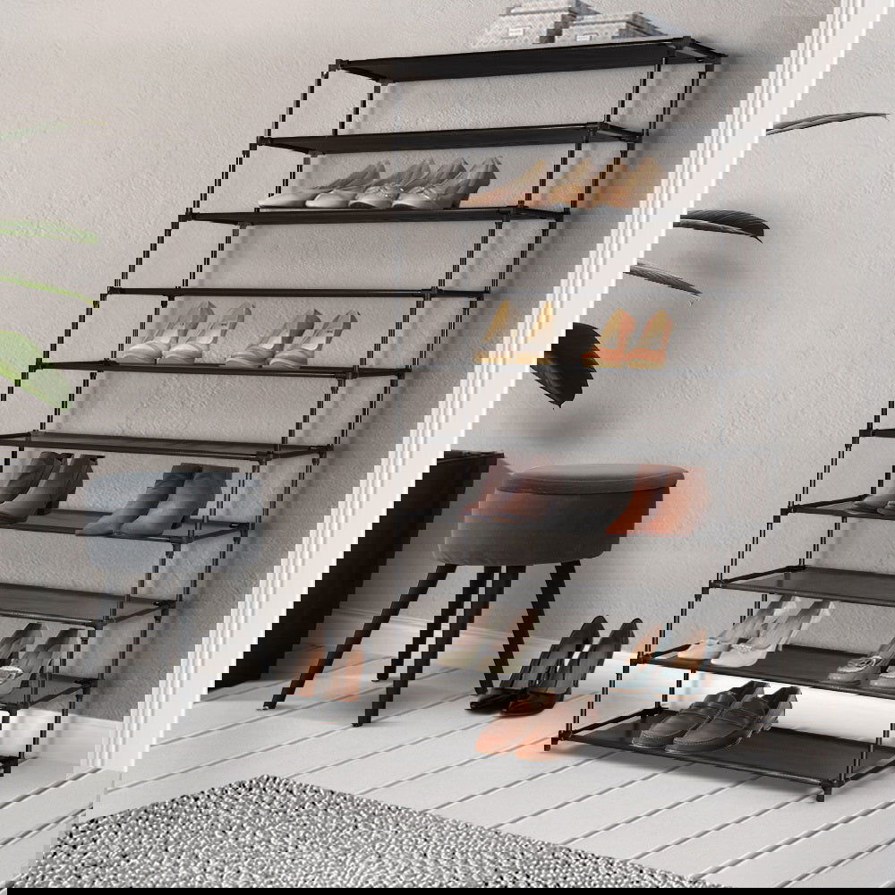 Artiss 10-Tier Shoe Rack Stackable 50 Pairs Black - Cosy Abode