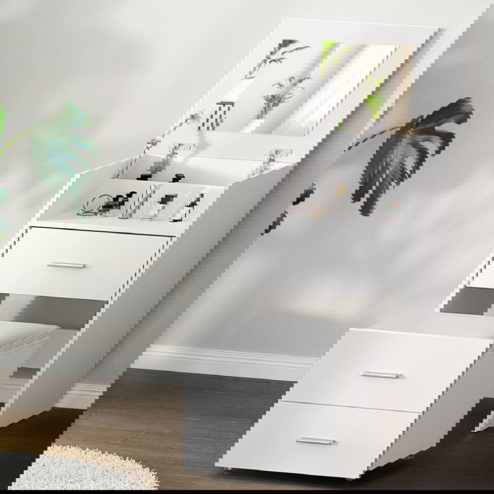 Artiss 2-in-1 Dressing Table Stool Set Bedside Table White - Cosy Abode