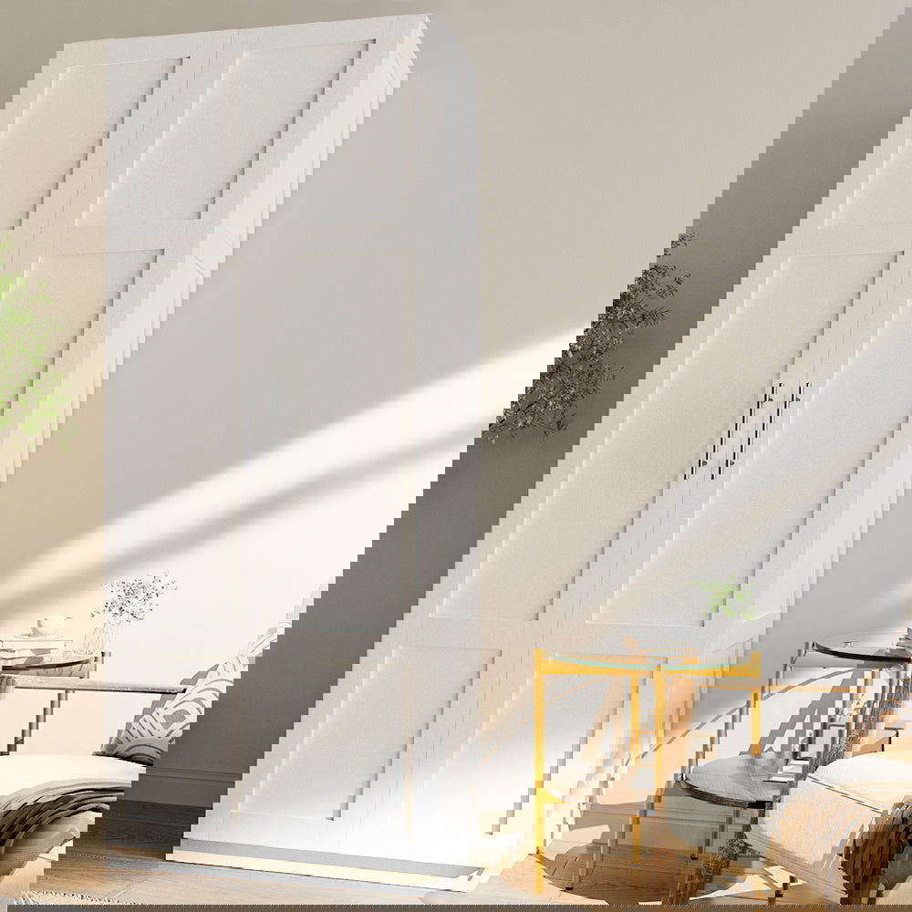 Artiss 2 Door Clothes Wardrobe Cupboard White - Cosy Abode