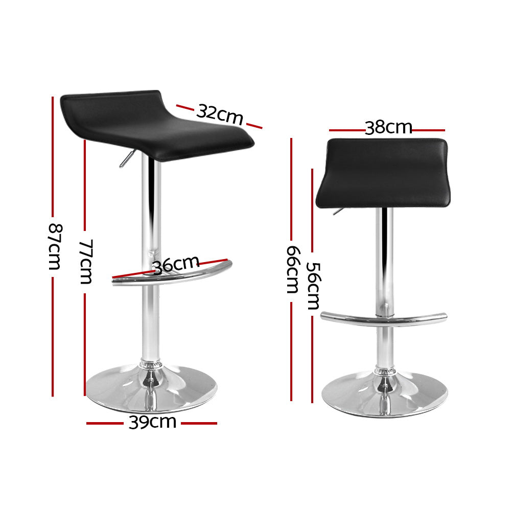 Artiss 2x Bar Stools Adjustable Gas Lift Chairs Black - Cosy Abode