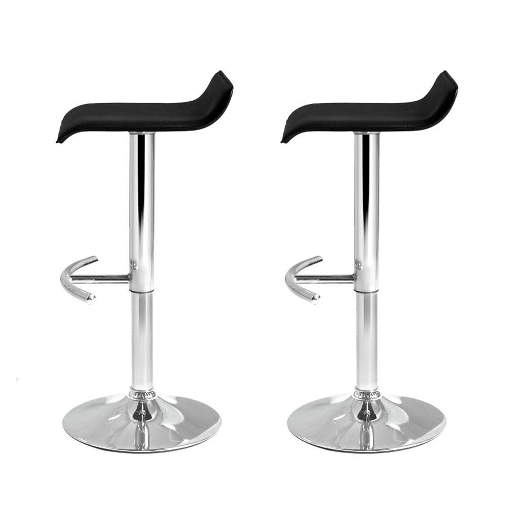 Artiss 2x Bar Stools Adjustable Gas Lift Chairs Black - Cosy Abode