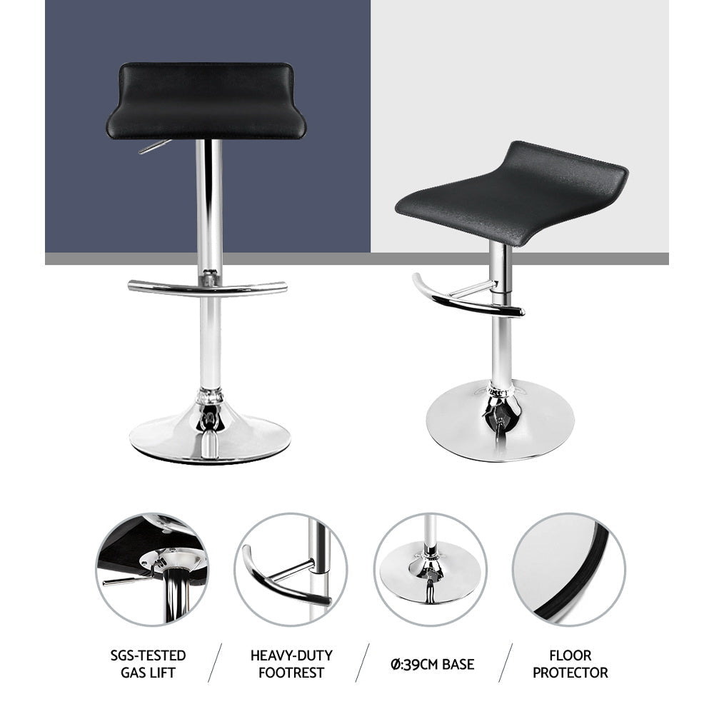 Artiss 2x Bar Stools Adjustable Gas Lift Chairs Black - Cosy Abode