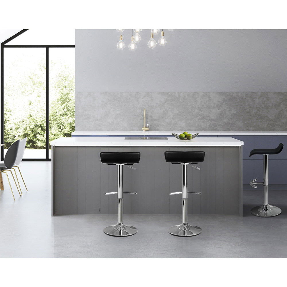 Artiss 2x Bar Stools Adjustable Gas Lift Chairs Black - Cosy Abode
