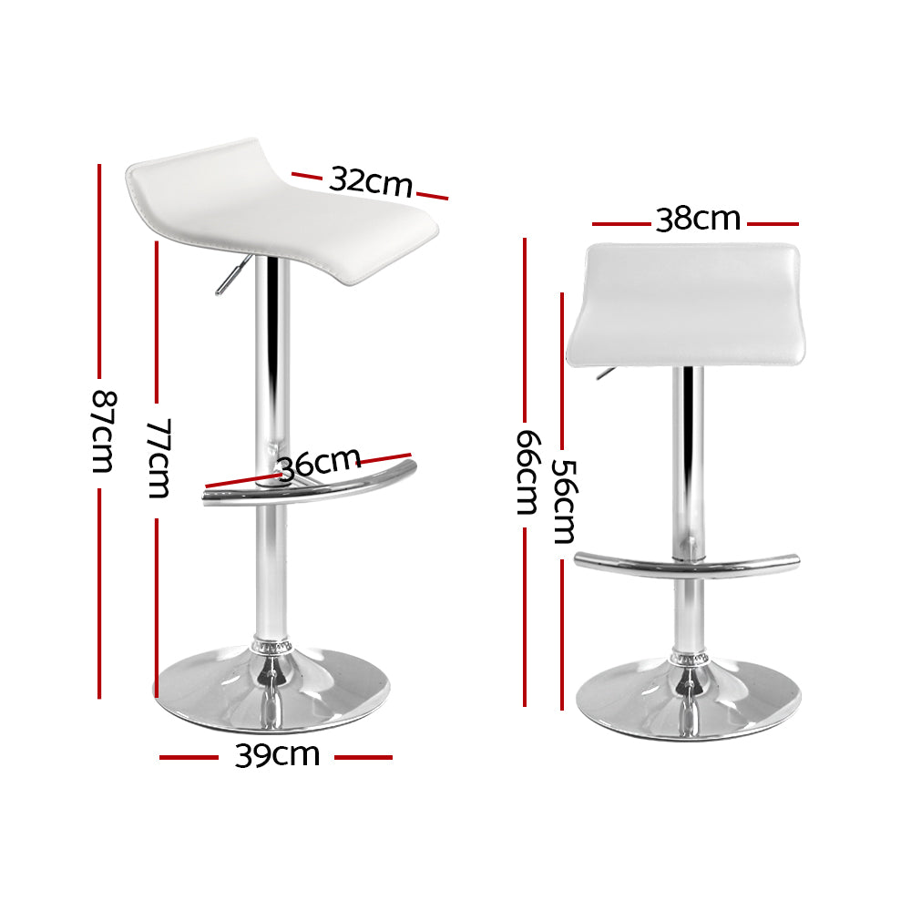 Artiss 2x Bar Stools Adjustable Gas Lift Chairs White - Cosy Abode