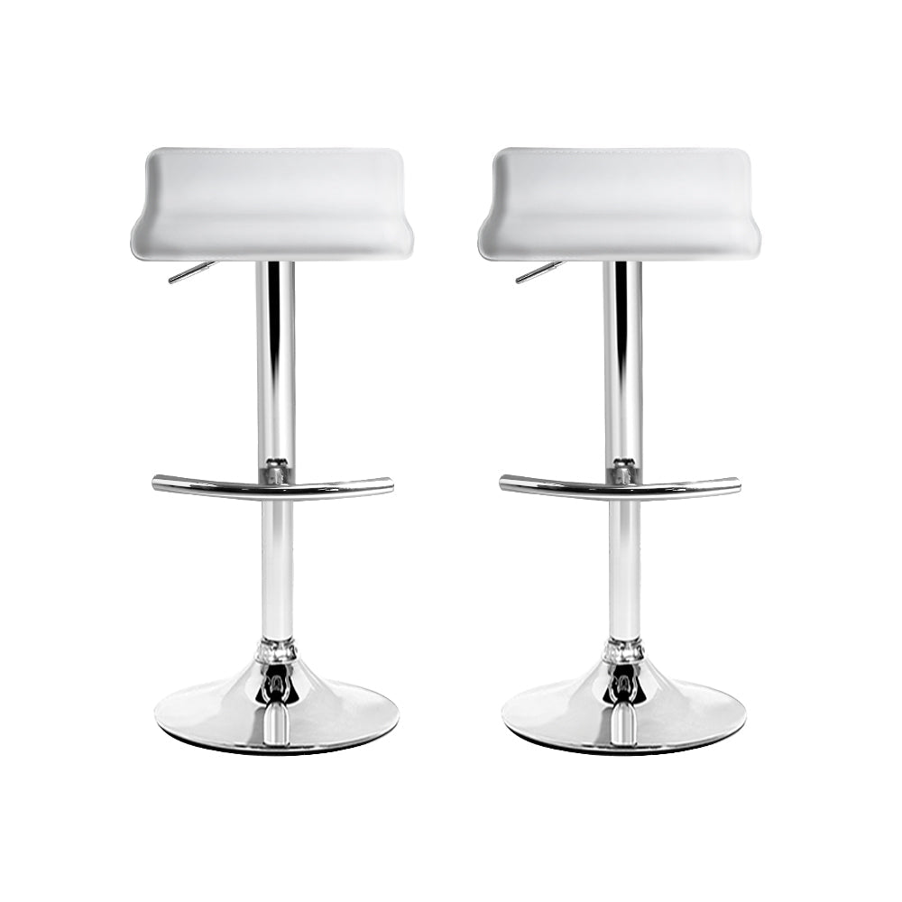 Artiss 2x Bar Stools Adjustable Gas Lift Chairs White - Cosy Abode