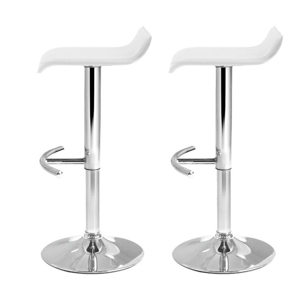 Artiss 2x Bar Stools Adjustable Gas Lift Chairs White - Cosy Abode