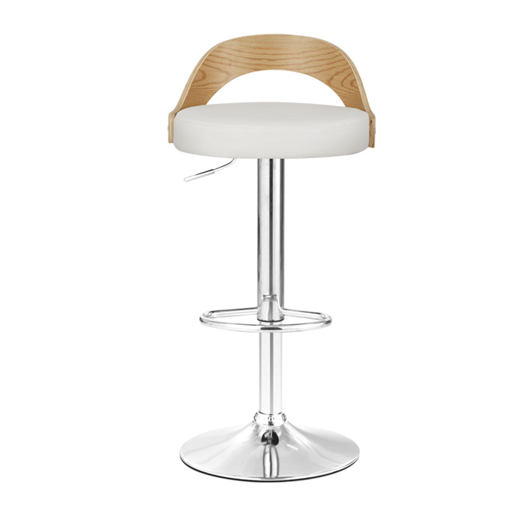 Artiss 2x Bar Stools Adjustable Leather Padded White - Cosy Abode