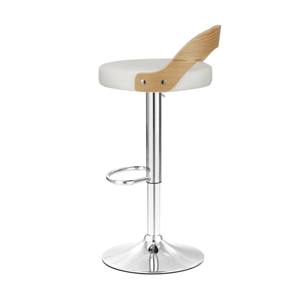 Artiss 2x Bar Stools Adjustable Leather Padded White - Cosy Abode