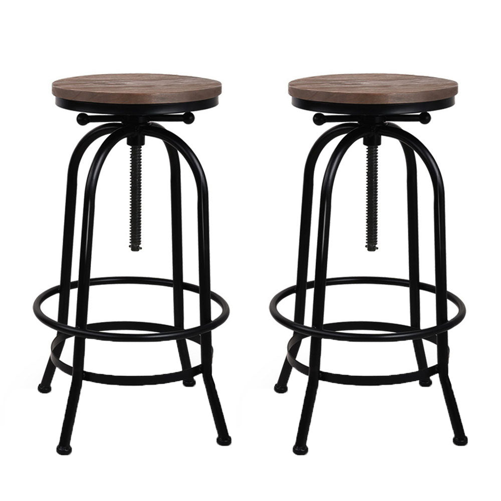 Artiss 2x Bar Stools Adjustable Wood Chairs - Cosy Abode
