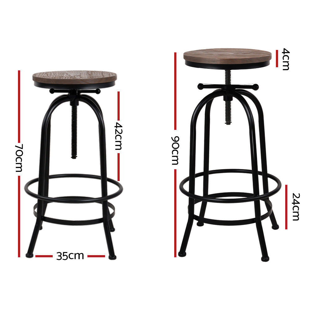 Artiss 2x Bar Stools Adjustable Wood Chairs - Cosy Abode
