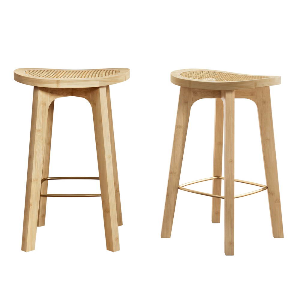 Artiss 2x Bar Stools Bamboo Rattan Stool Counter Chair Kitchen Barstools - Cosy Abode