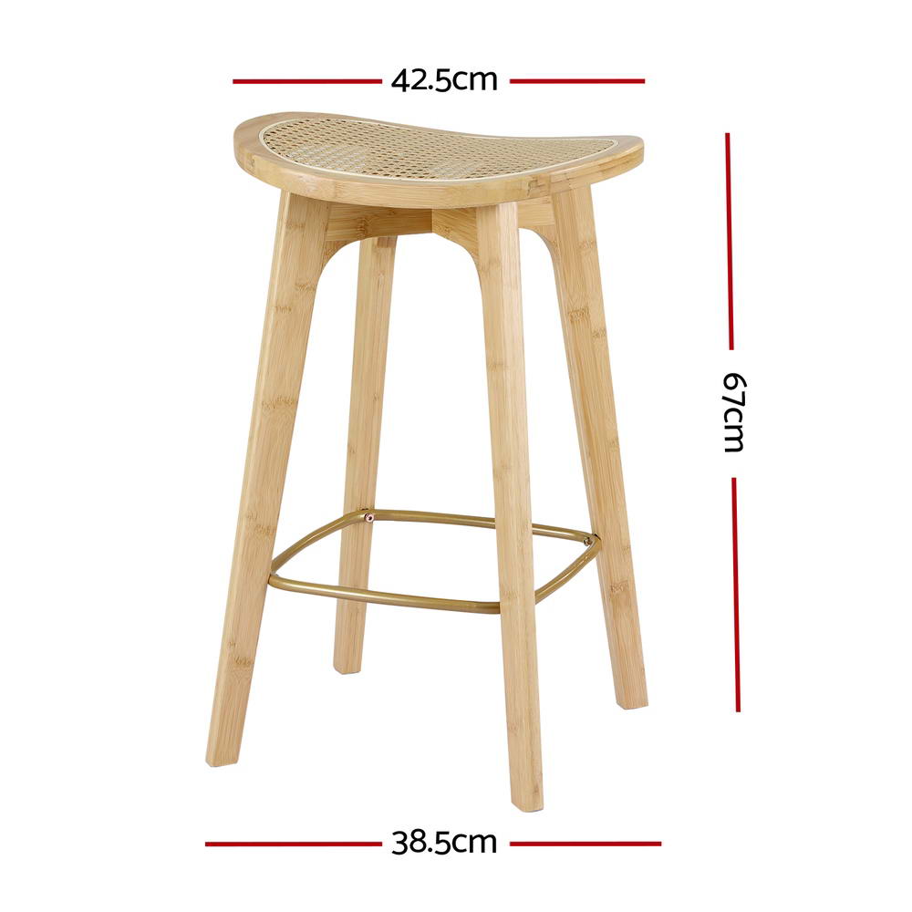 Artiss 2x Bar Stools Bamboo Rattan Stool Counter Chair Kitchen Barstools - Cosy Abode