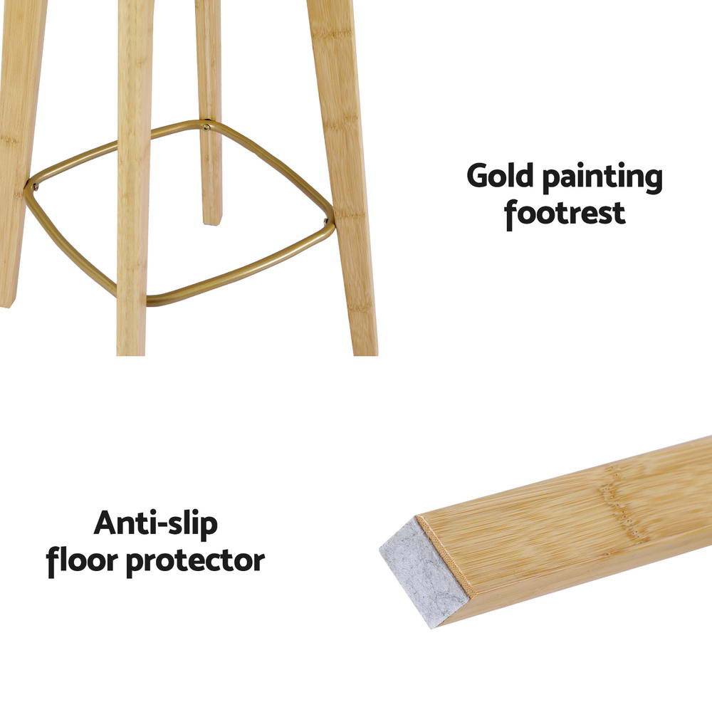 Artiss 2x Bar Stools Bamboo Rattan Stool Counter Chair Kitchen Barstools - Cosy Abode