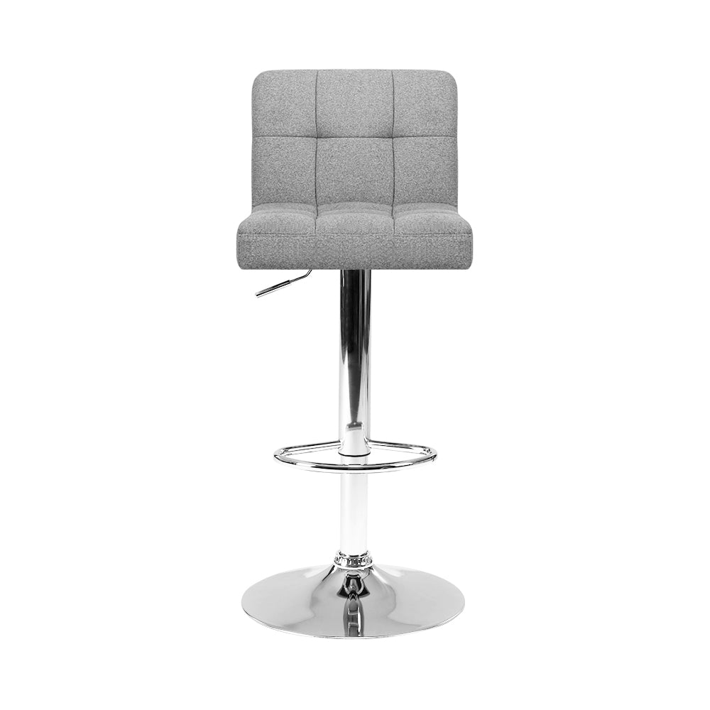 Artiss 2x Bar Stools Fabric Gas Lift Grey - Cosy Abode