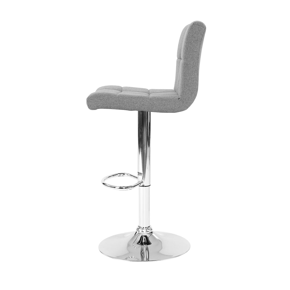 Artiss 2x Bar Stools Fabric Gas Lift Grey - Cosy Abode