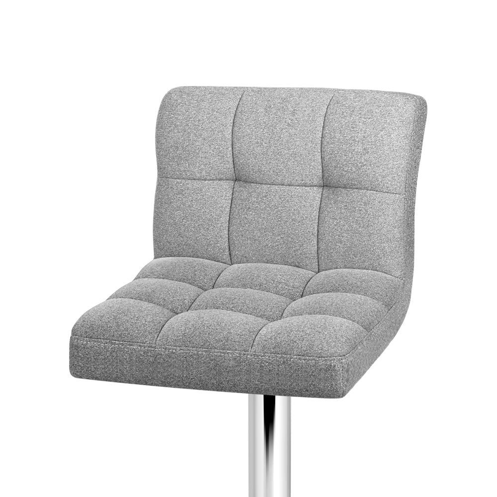 Artiss 2x Bar Stools Fabric Gas Lift Grey - Cosy Abode
