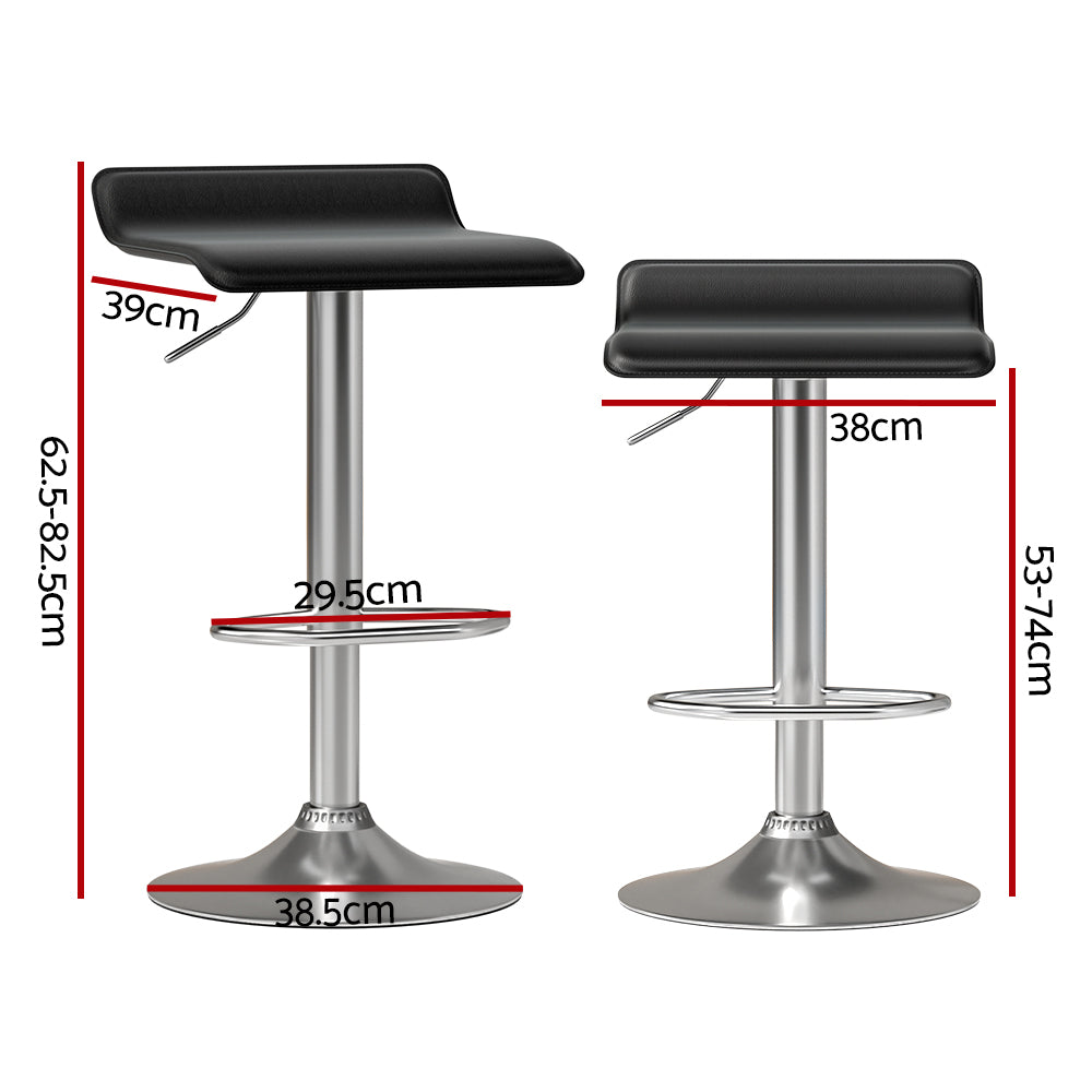 Artiss 2x Bar Stools Faux Leather Chair Black - Cosy Abode