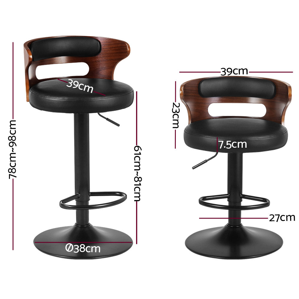 Artiss 2x Bar Stools Gas Lift Faux Leather - Cosy Abode