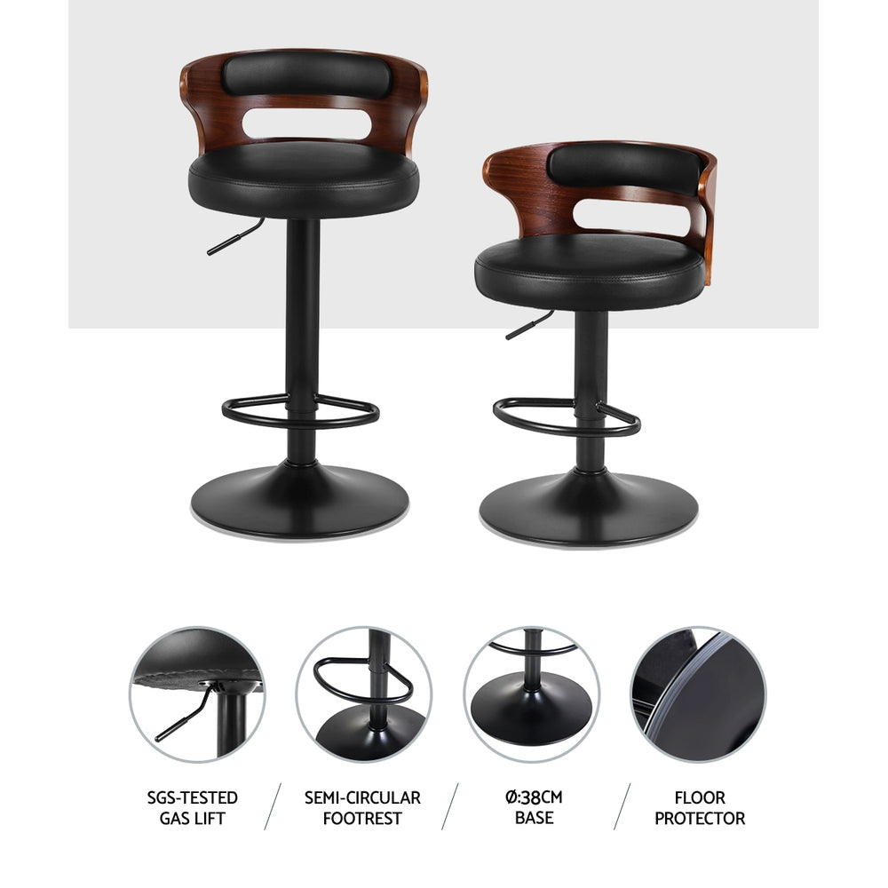 Artiss 2x Bar Stools Gas Lift Faux Leather - Cosy Abode