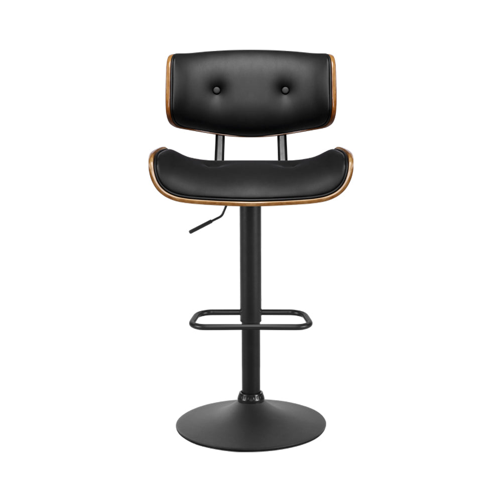 Artiss 2x Bar Stools Gas Lift Leather All Black - Cosy Abode