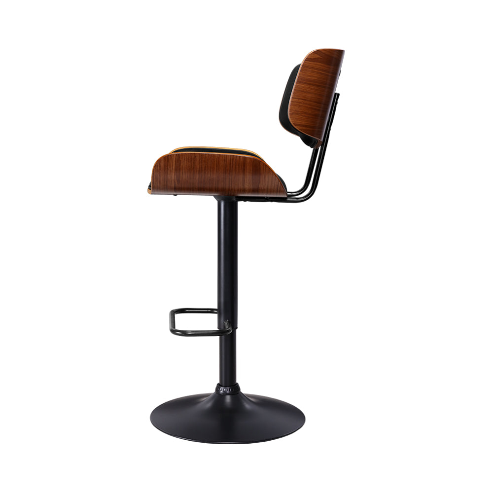 Artiss 2x Bar Stools Gas Lift Leather All Black - Cosy Abode