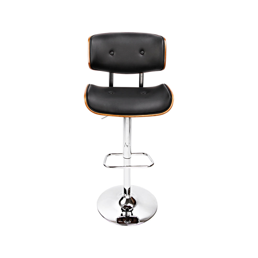 Artiss 2x Bar Stools Gas Lift Leather Black - Cosy Abode