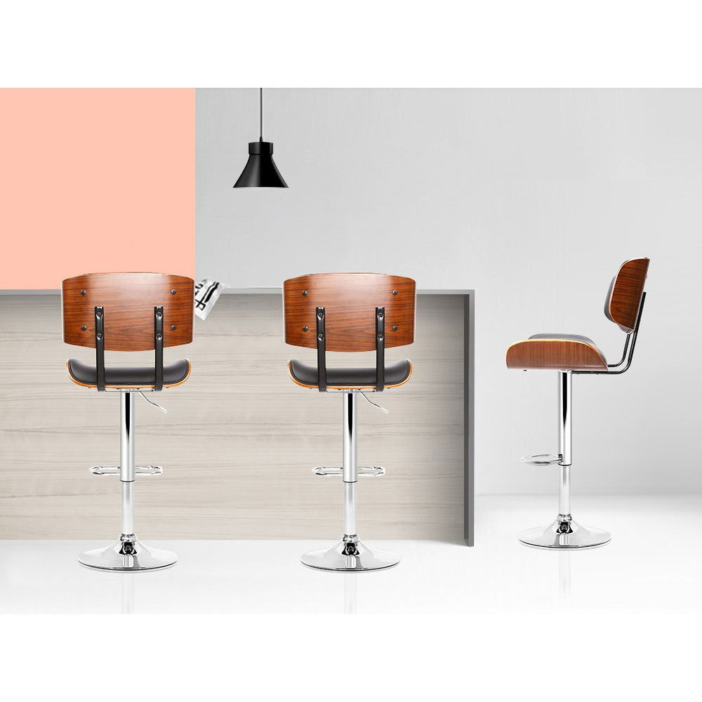 Artiss 2x Bar Stools Gas Lift Leather Black - Cosy Abode