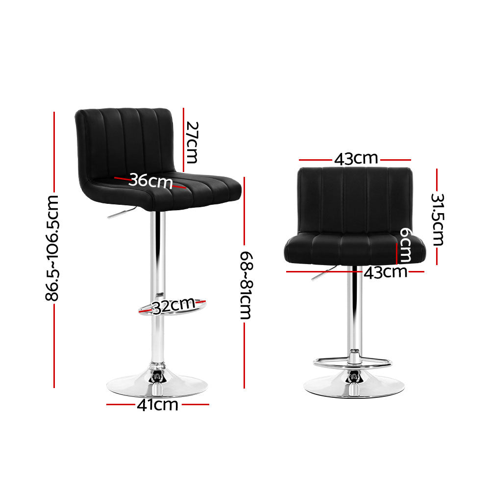 Artiss 2x Bar Stools Gas Lift Leather Chairs Black - Cosy Abode
