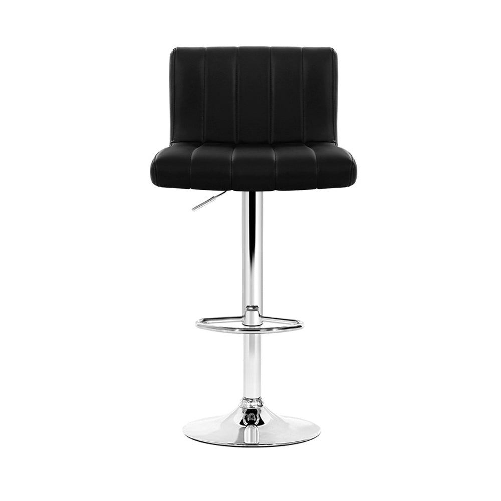 Artiss 2x Bar Stools Gas Lift Leather Chairs Black - Cosy Abode