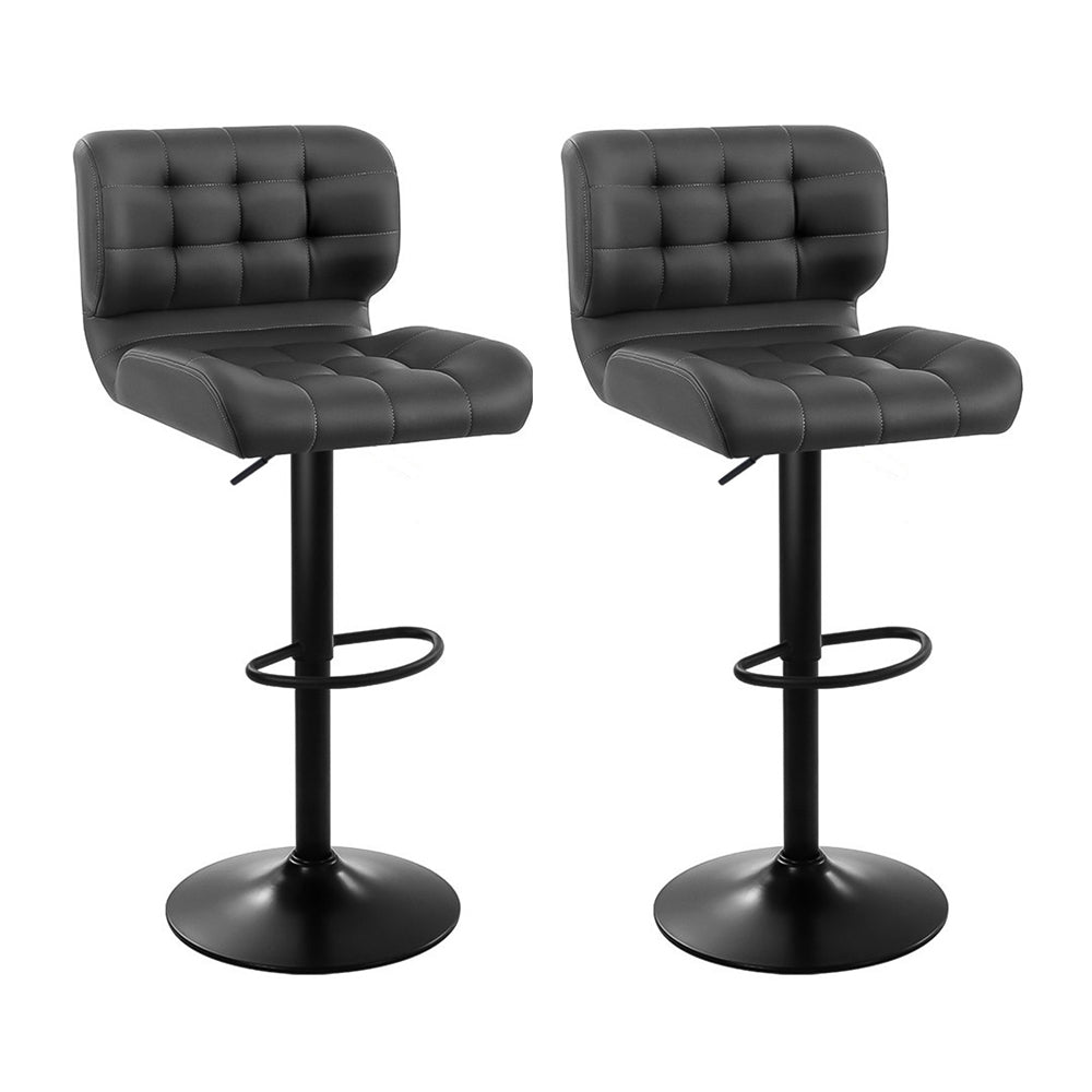 Artiss 2x Bar Stools Gas Lift Leather Padded Grey - Cosy Abode