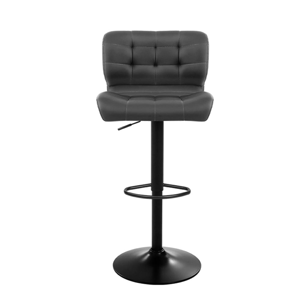 Artiss 2x Bar Stools Gas Lift Leather Padded Grey - Cosy Abode