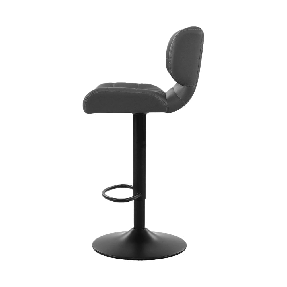 Artiss 2x Bar Stools Gas Lift Leather Padded Grey - Cosy Abode