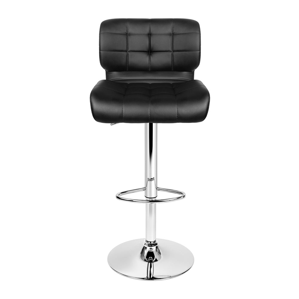 Artiss 2x Bar Stools Gas Lift Leather Padded Stool Black - Cosy Abode
