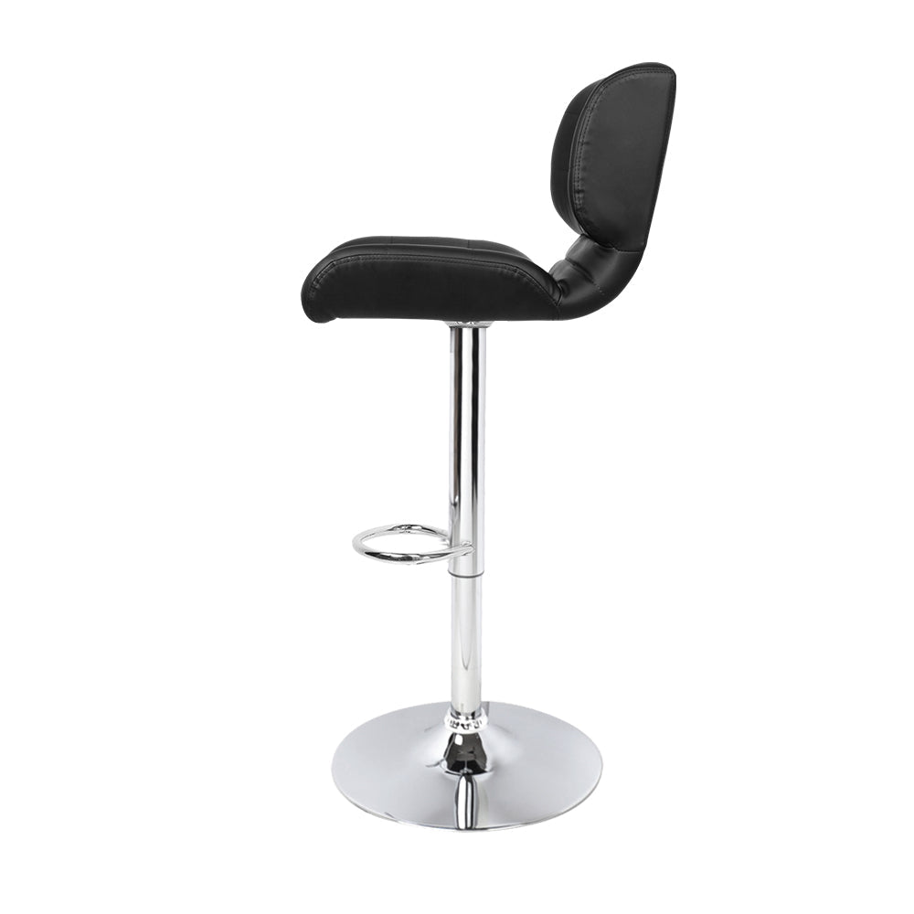 Artiss 2x Bar Stools Gas Lift Leather Padded Stool Black - Cosy Abode