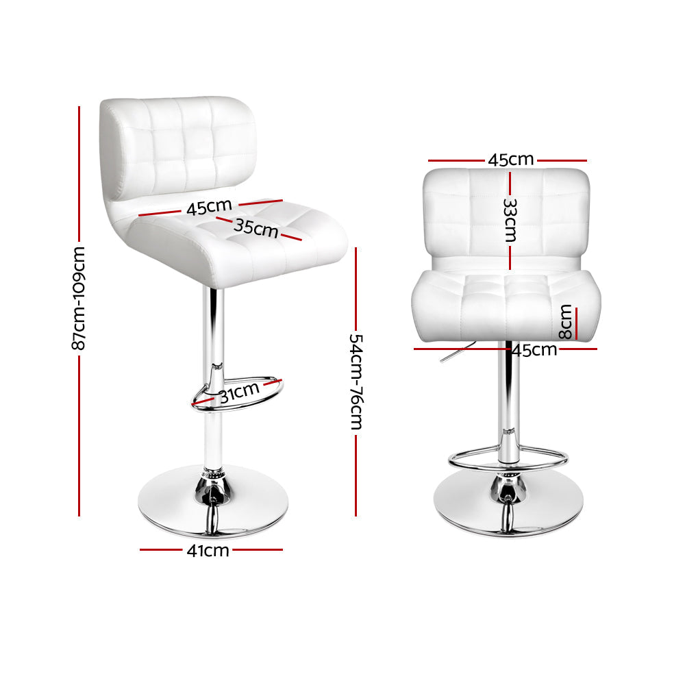 Artiss 2x Bar Stools Gas Lift Leather Padded White - Cosy Abode