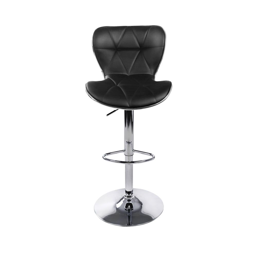 Artiss 2x Bar Stools Gas Lift Leather Seat Black - Cosy Abode