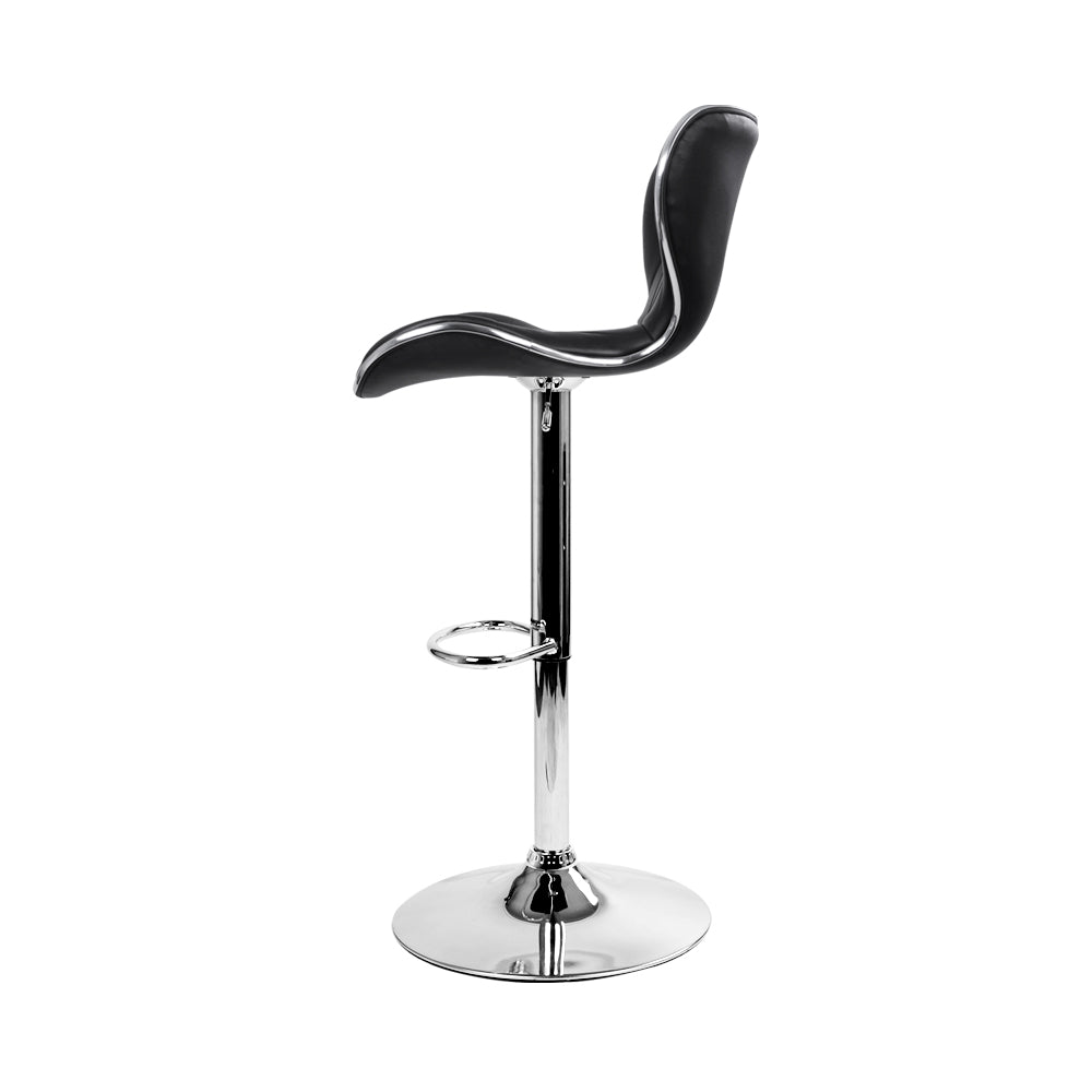 Artiss 2x Bar Stools Gas Lift Leather Seat Black - Cosy Abode