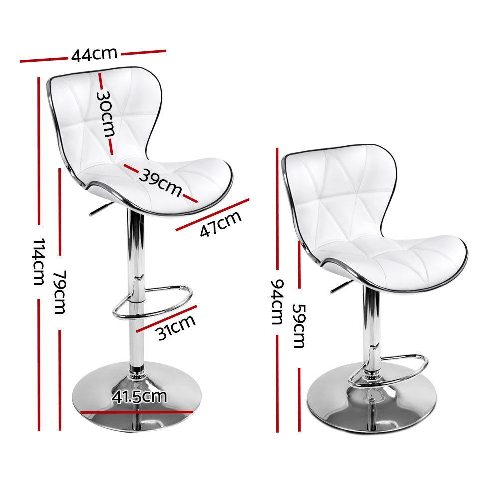 Artiss 2x Bar Stools Gas Lift Leather Seat White - Cosy Abode