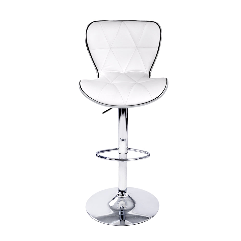 Artiss 2x Bar Stools Gas Lift Leather Seat White - Cosy Abode