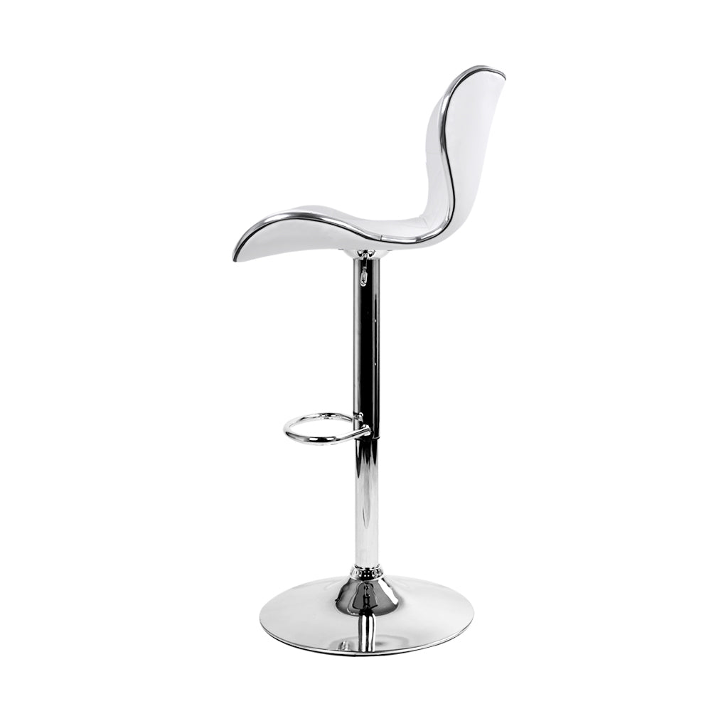 Artiss 2x Bar Stools Gas Lift Leather Seat White - Cosy Abode