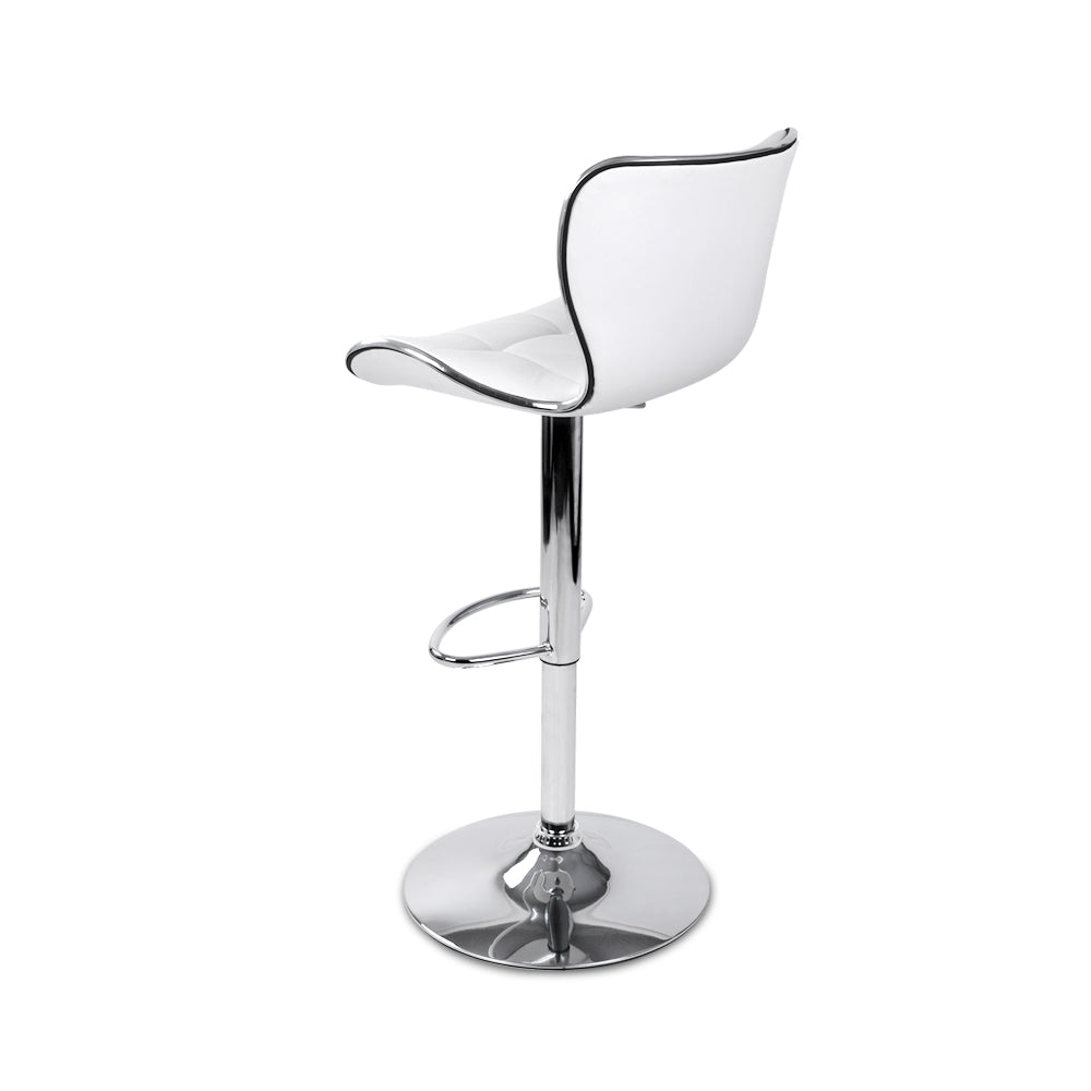 Artiss 2x Bar Stools Gas Lift Leather Seat White - Cosy Abode
