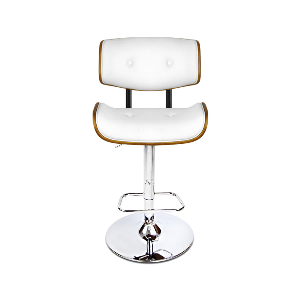 Artiss 2x Bar Stools Gas Lift Leather White - Cosy Abode