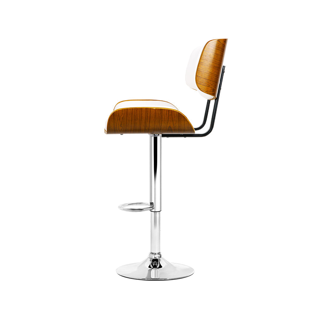 Artiss 2x Bar Stools Gas Lift Leather White - Cosy Abode