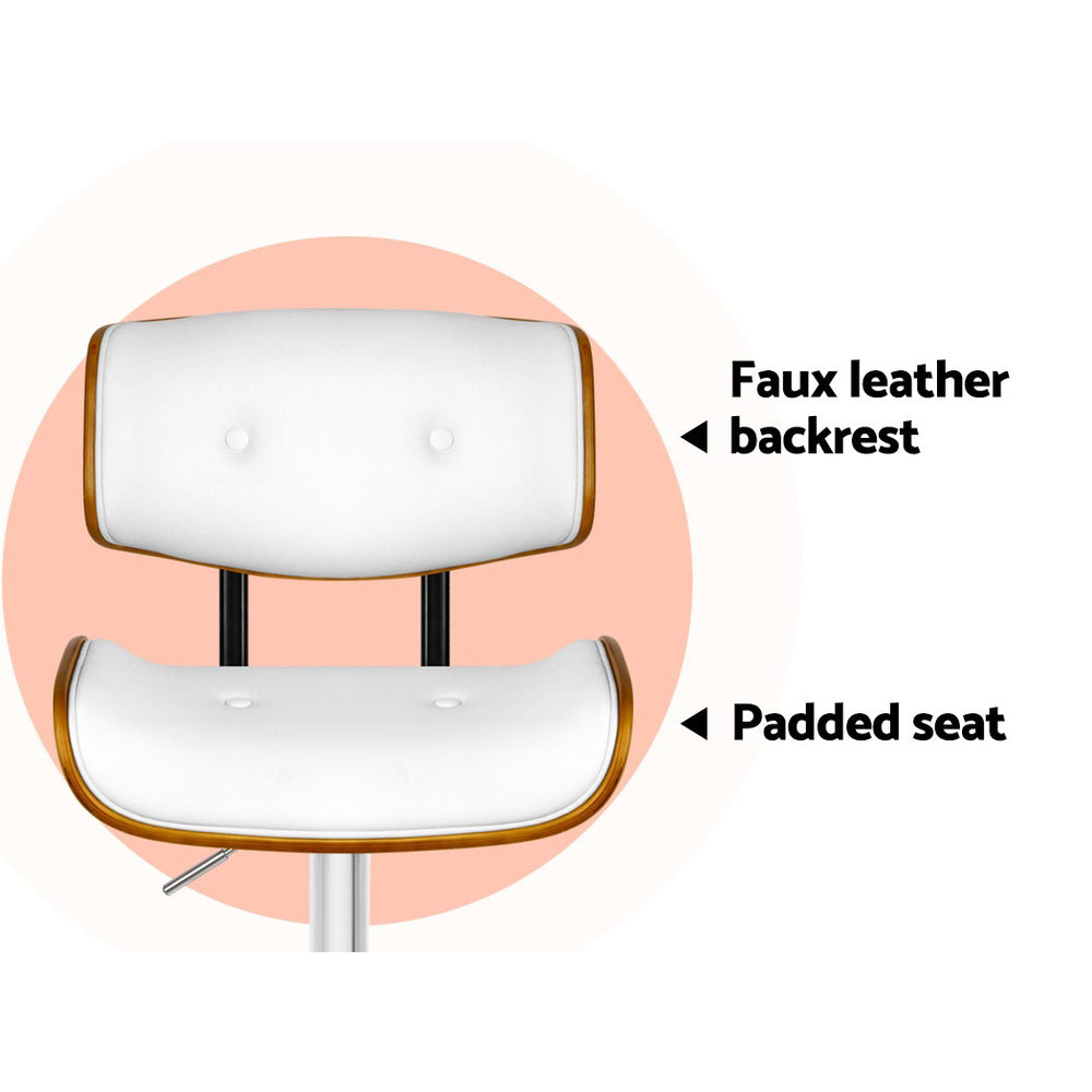 Artiss 2x Bar Stools Gas Lift Leather White - Cosy Abode