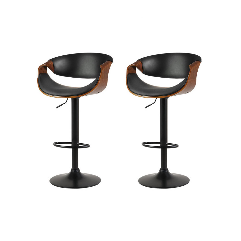 Artiss 2x Bar Stools Gas Lift Leather w/Armrest - Cosy Abode