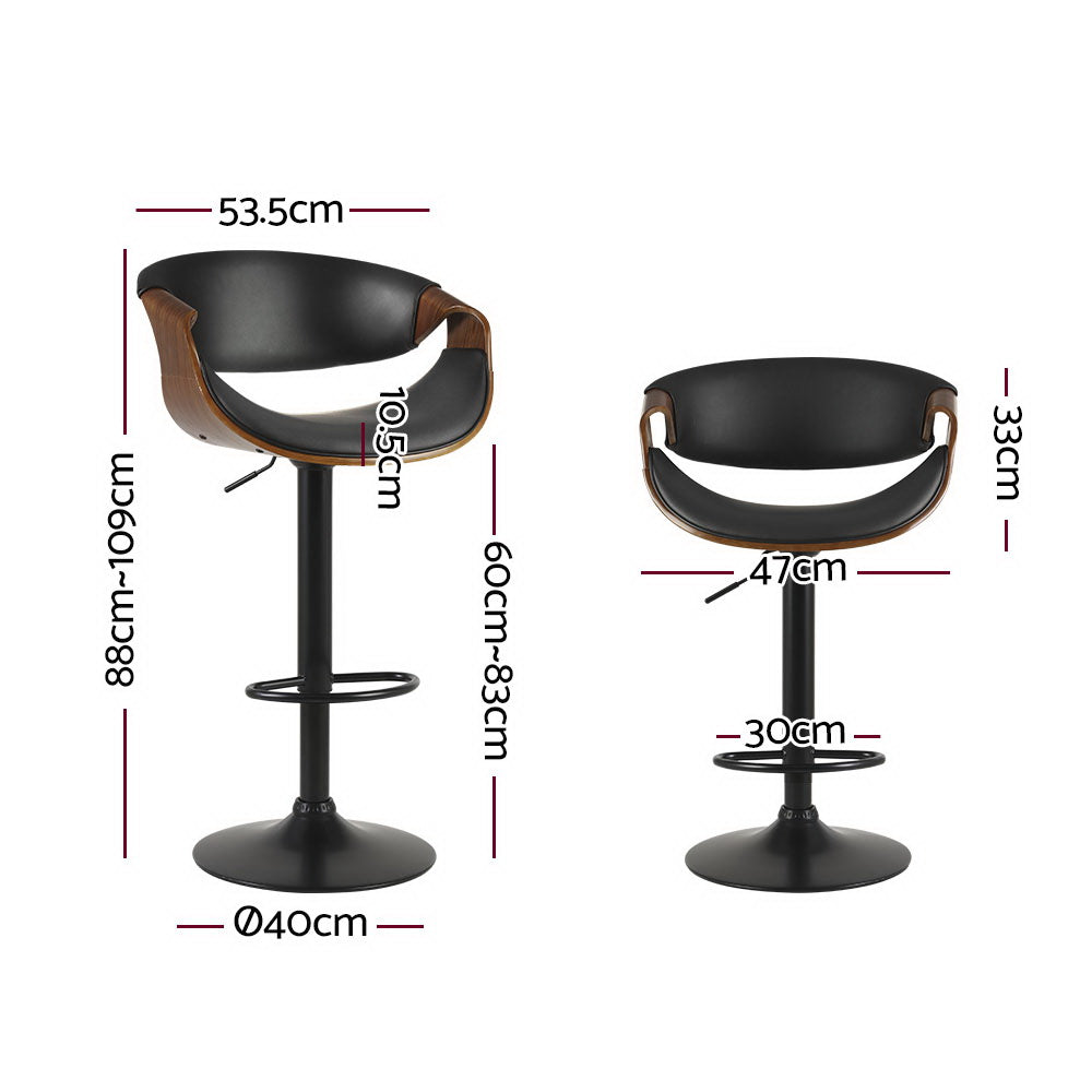 Artiss 2x Bar Stools Gas Lift Leather w/Armrest - Cosy Abode
