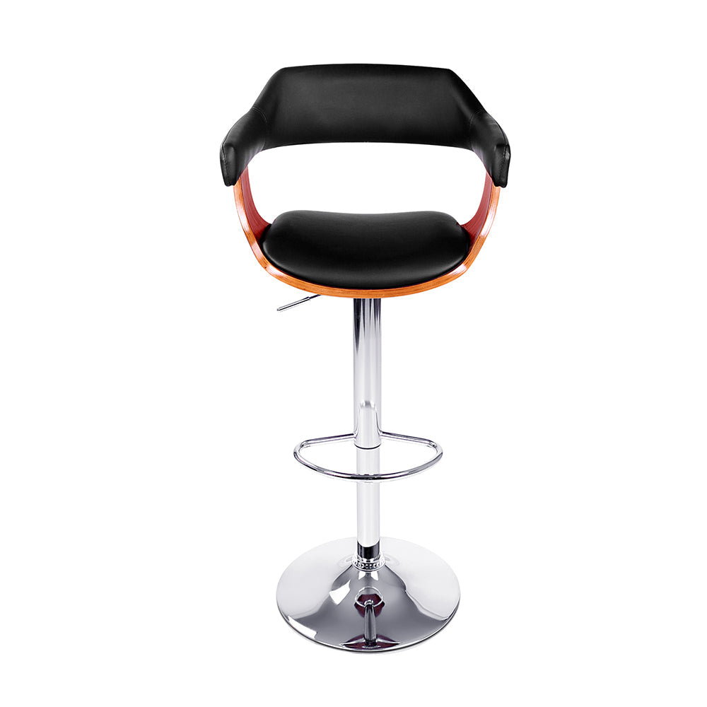 Artiss 2x Bar Stools Gas Lift Leather w/Armrest Black - Cosy Abode