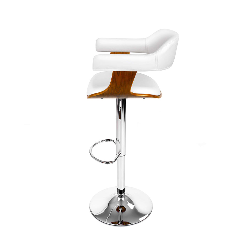 Artiss 2x Bar Stools Gas Lift Leather w/Armrest White - Cosy Abode